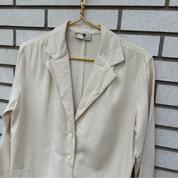 Vintage RHIP Raw Silk Cream Blazer Jacket Minimalist Natural Fiber Coastal Chic - Picture 2 of 10